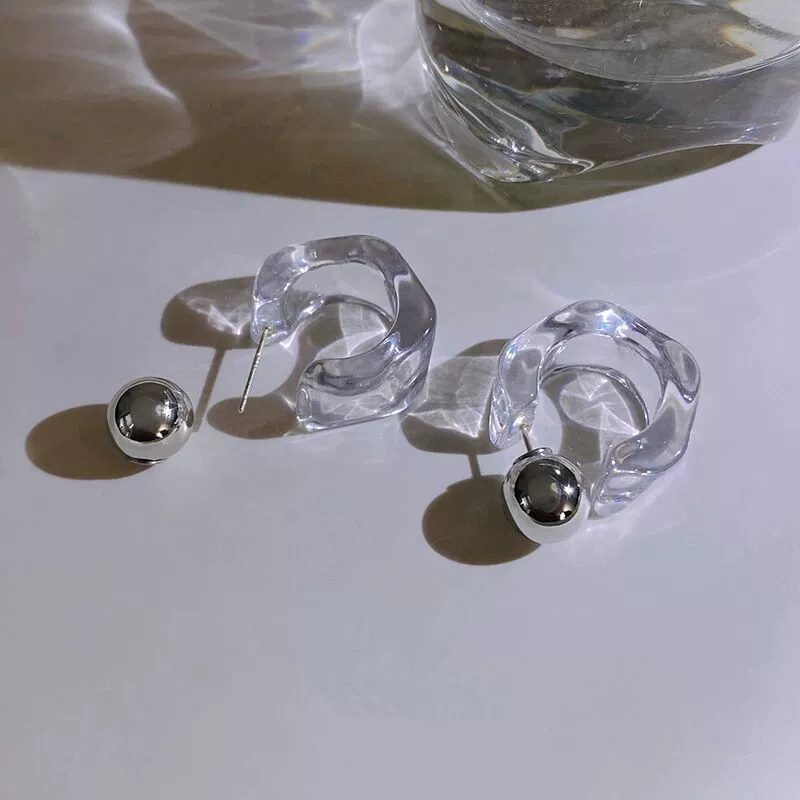 Деми‑сезонные серьги из акрила, гвоздики 925 пробы, 3.3 × 2.8 см, лёгкие 0.04 кг