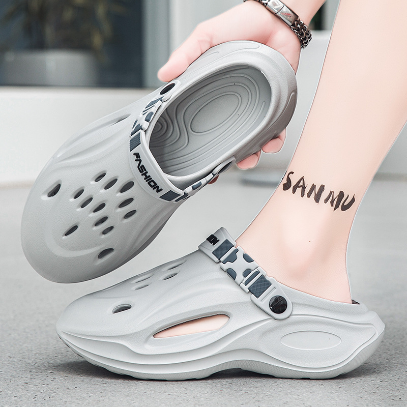 Zapatos con agujeros transfronterizos para hombres nuevos zapatos de verano huecos Baotou suela gruesa con sensación de mierda eva sandalias antideslizantes zapatos de playa para hombres