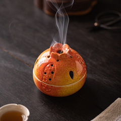 Ceramic Plate Incense Burner Creative Pumpkin Pomegranate Aroma Diffuser Ornament Sandalwood Scent Home Indoor Tea Ceremony Office Decoration