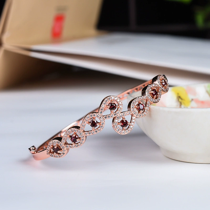 Organic golden copper bracelet pomegranate, pink gold