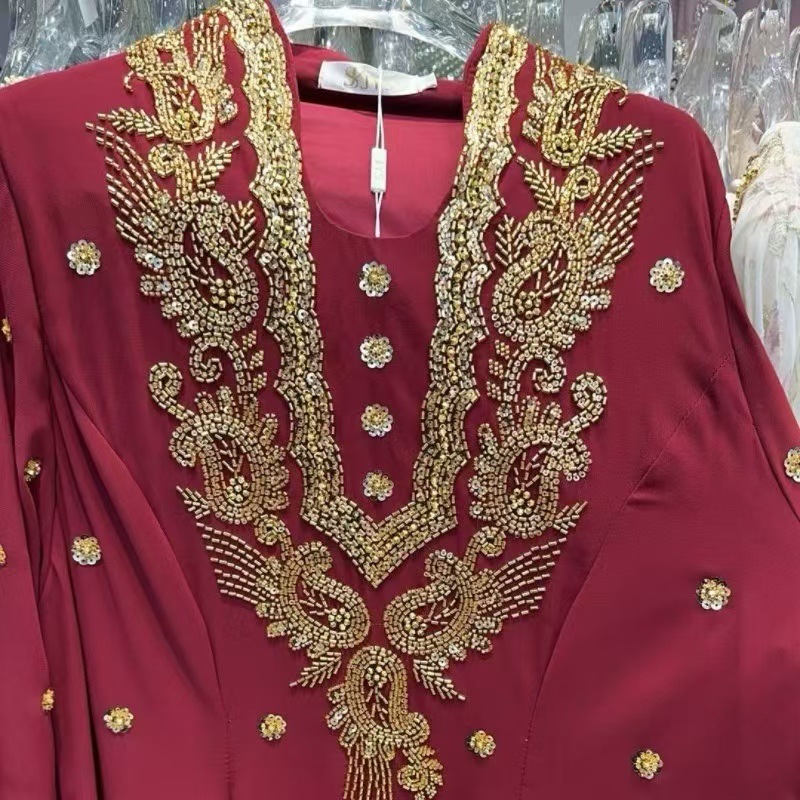 Robe musulmane élégante perlée pour femme abaya ample_voghion.com