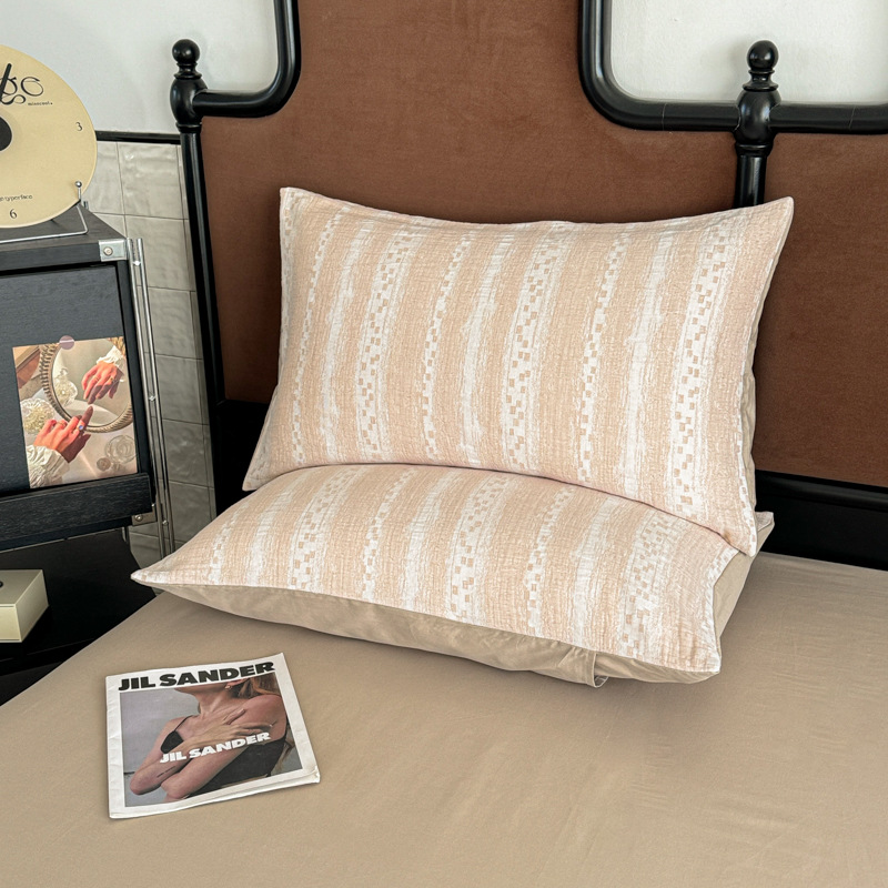 Funda de almohada de hilo de tres capas de algodón de nuevo estilo 2025, un par de mangas de forro simple de algodón de 48cm x 74cm