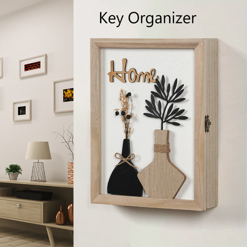 クリエイティブドライフラワー装飾キー収納ボックスホーム玄関リビング掛け収納ボックス壁掛け整理フック飾り|undefined
