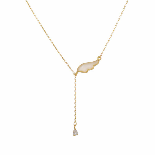 Necklace white shell wings new women's light luxury niche titanium steel clavicle chain ins style simple internet celebrity exquisite accessories