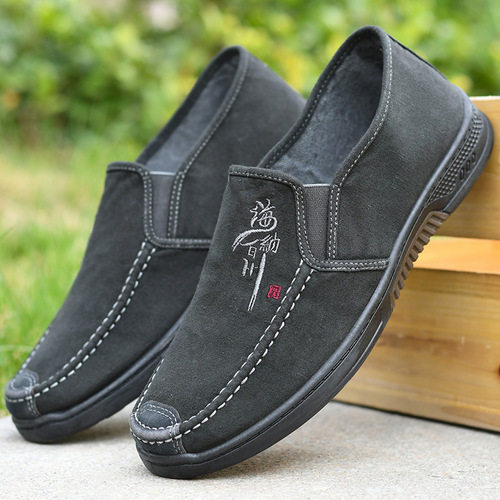 Canvas shoes men's spring and autumn casual shoes breathable soft-soled slip-on loafers low-top men's shoes