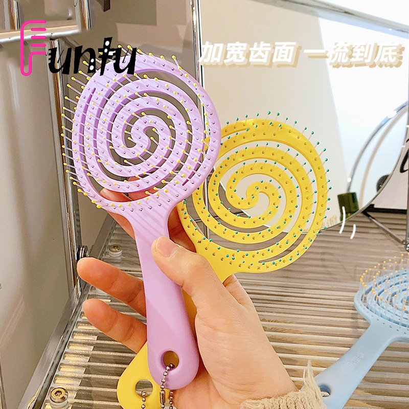 ロリポップのふわふわした高頭頂櫛の髪の神器の女子学生の専用の長い髪の形の家庭用の透かし彫りの骨の櫛|undefined