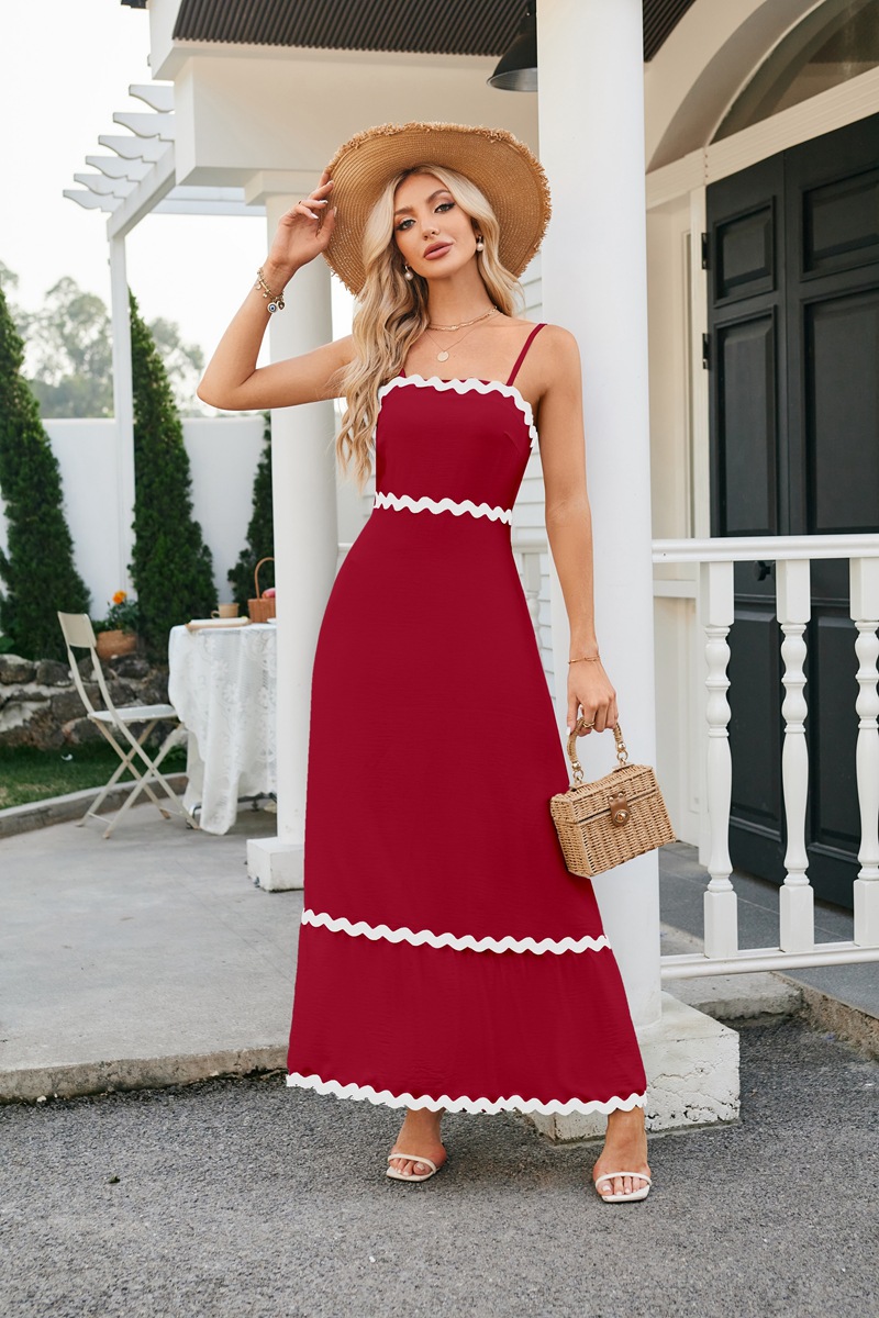 Women's Strap Dress Simple Style Strap Backless Sleeveless Color Block Midi Dress Holiday Daily display picture 19