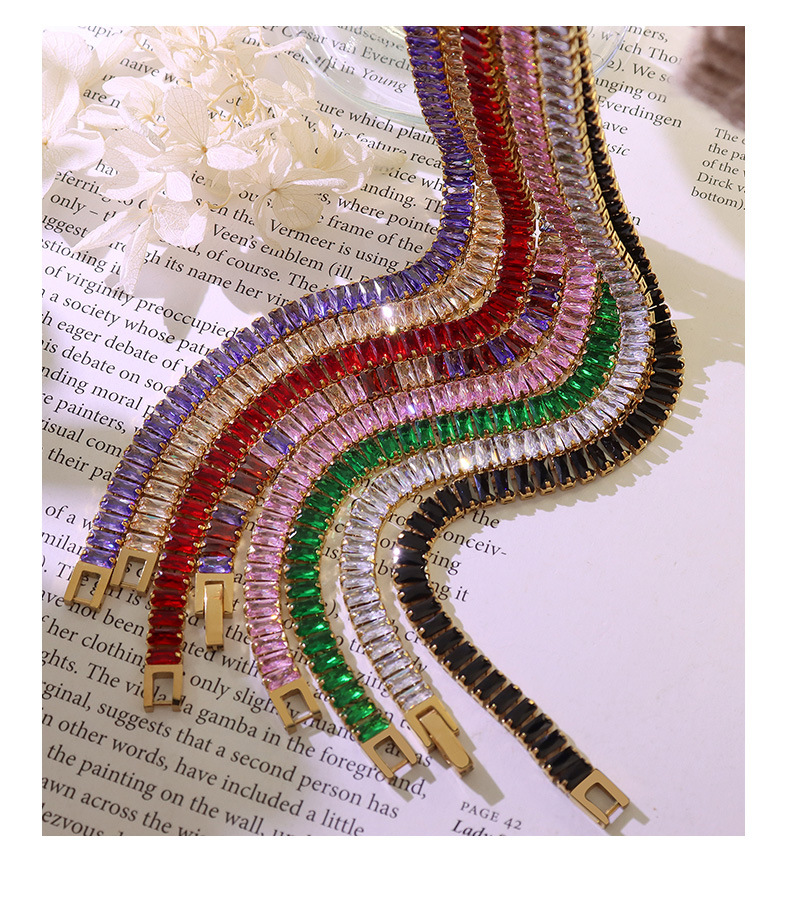 Fashion Square Titanium Steel Inlay Zircon Womenu0027S Bracelets Necklace