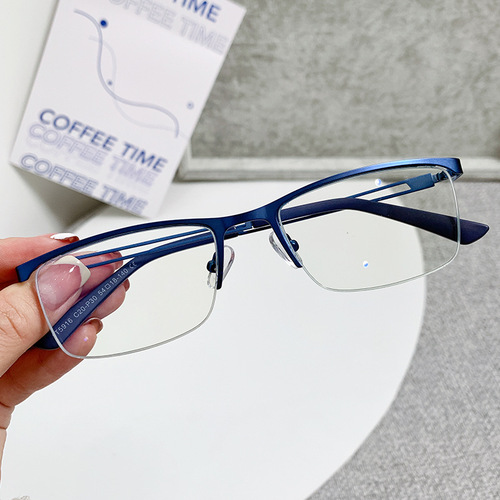 New blue light goggles metal half-frame business frame glasses 5916 fashionable small frame flat glasses direct from the manufacturer