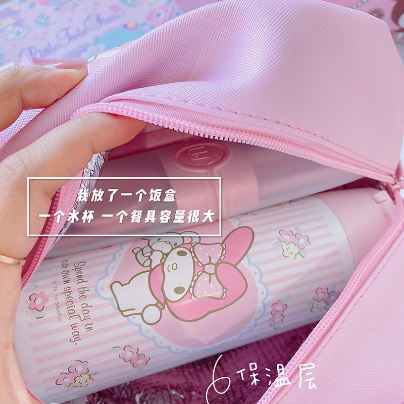 Cartoon japonés Kulomi lindo aislamiento bolsa de almuerzo conveniente plegable de cuero PU aluminio bolsa de almuerzo portátil