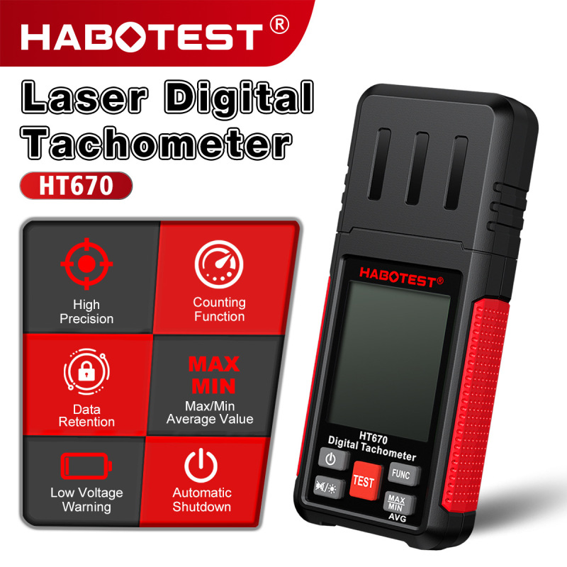 Habotest/Huabo Ht670 Tachometer Photoelectric High-Precision Digital Display Handheld Industrial Digital Tachometer Habotest/Huabo Ht670 Tachometer Photoelectric High-Precision Digital Display Handheld Industrial Digital Tachometer