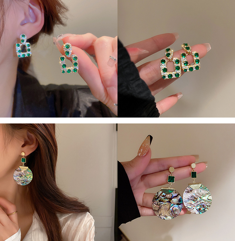 Retro Geometric Heart Shape Bow Knot Copper Zircon Drop Earrings 1 Pair