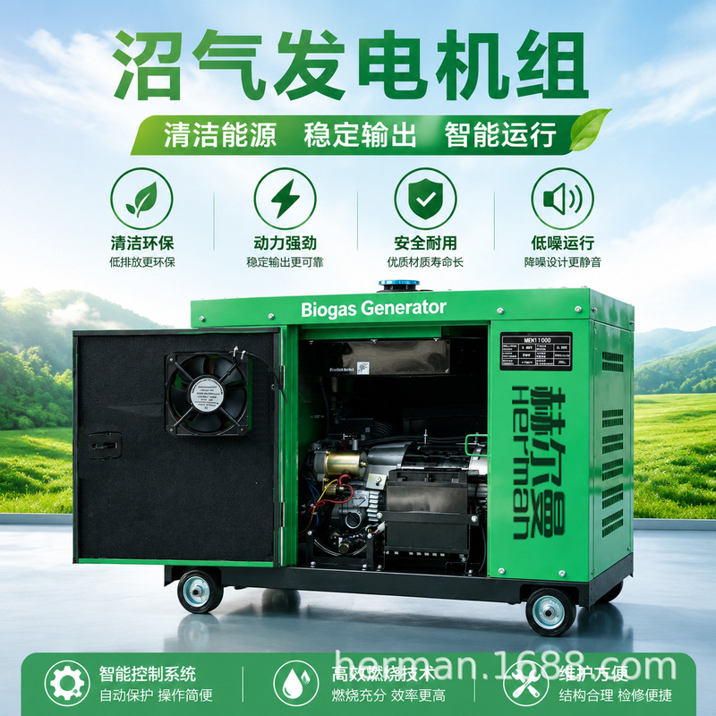 Silent Biogas Generator Set 5~10Kw for Farm Biogas Power Generation, Household and Commercial Small Gas Generator Silent Biogas Generator Set 5~10Kw for Farm Biogas Power Generation, Household and Commercial Small Gas Generator