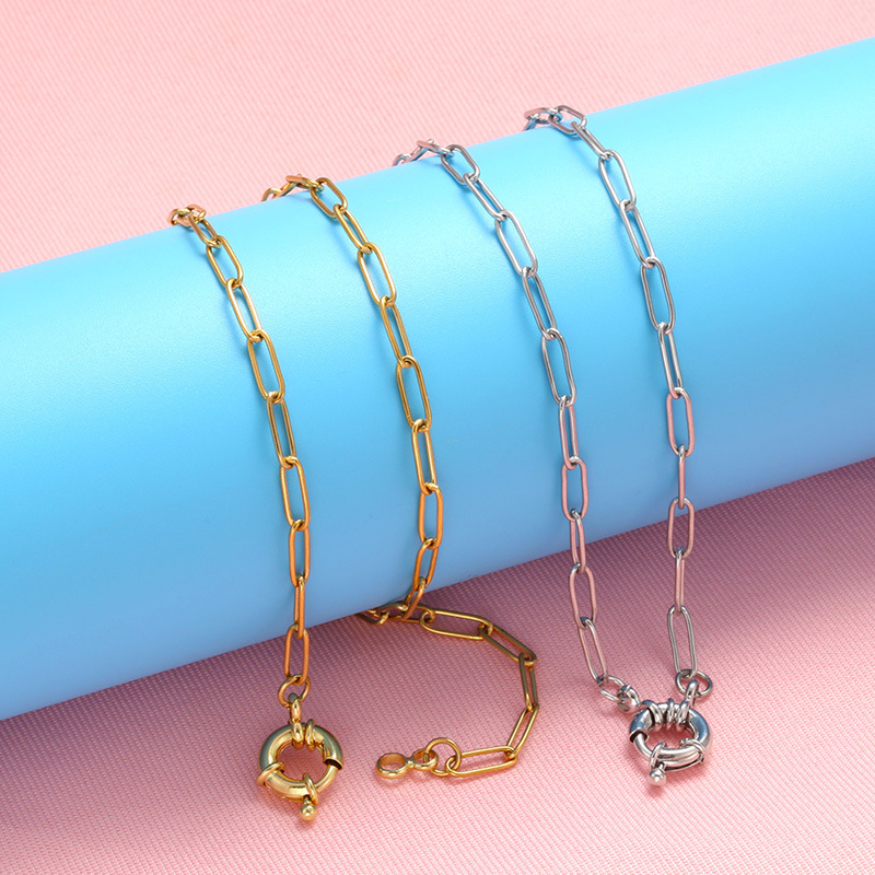 simple copper 18K gold-plated steering wheel buckle necklace