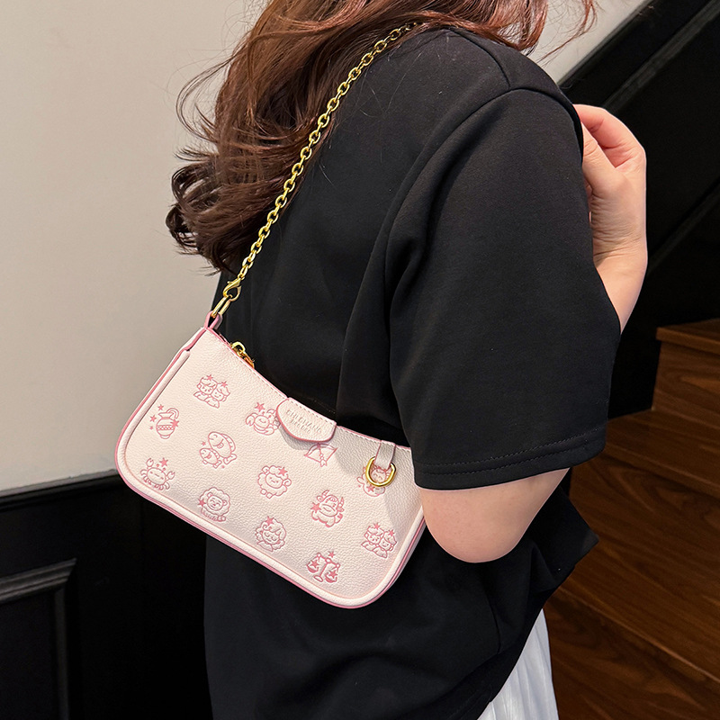 Bolso de cadena popular de este año, nuevo bolso femenino de verano 2025, bolso de hombro de doce constelaciones, bolso de mensajero con patrón de lichi lindo