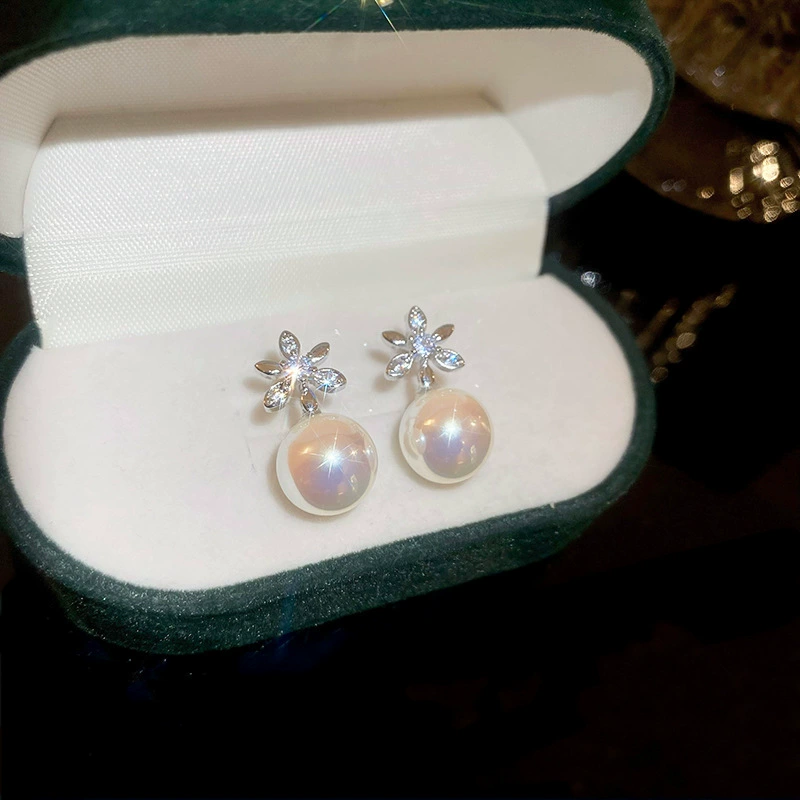 Серебряная игла, цирконы, модные универсальные серьги из жемчуга, стиль высокого качества, стиль «легкая роскошь», оптовая закупка