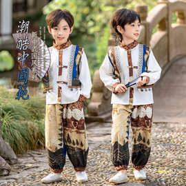 男童套装中国风民族服2025新款男宝宝周岁礼服广西三月三表演出服