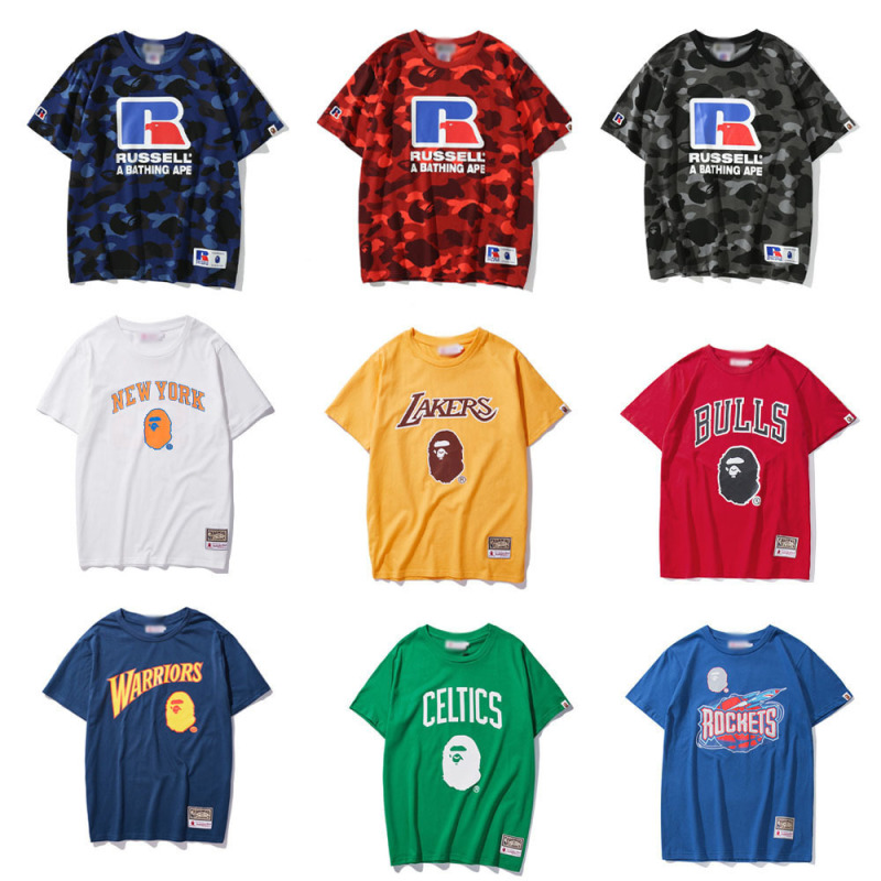 Trendy Brand Bape Shark Head Ape Head Camouflage T-Shirt 3D Digital Printing Loose Short Sleeve Short T-Shirt for Adults and Children