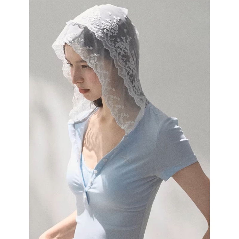 Oakmo Basic* Lyocell Hooded Lace Skin-Friendly, Soft, Cool, Slim-Fitting Polo Top