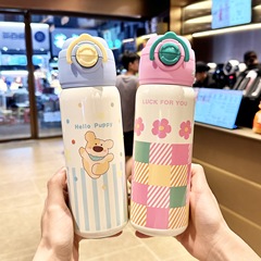 ドーパミンカラーマッチングカップ 316 ステンレス鋼子供用魔法瓶ケトル吸引可能とストレートダブルドリンクカップポータブルストローカップ