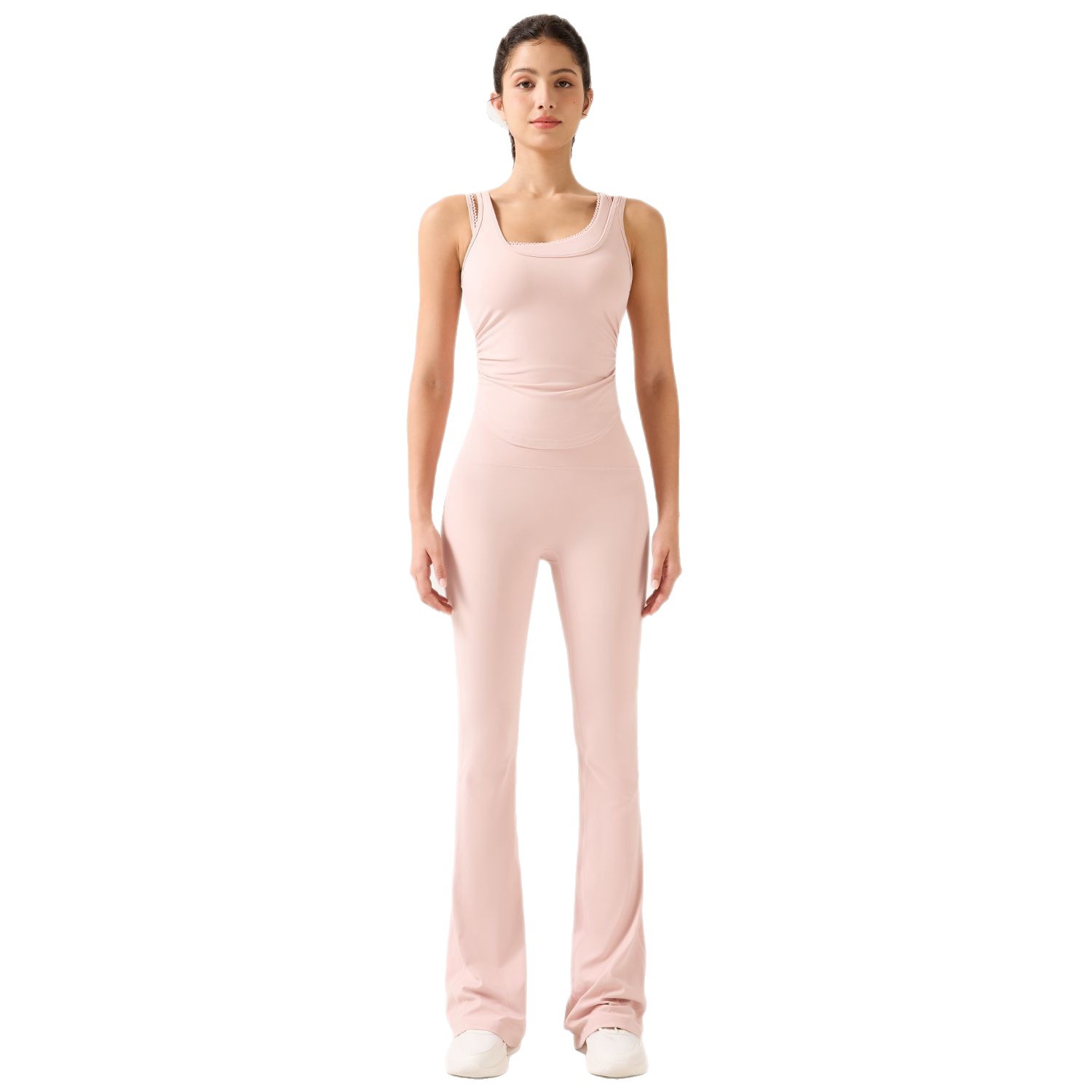 Chaleco deportivo sin mangas para primavera y verano con almohadillas en el pecho, adecuado para usar en capas o solo, con fruncido lateral en la cintura, conjunto adelgazante para mujer.