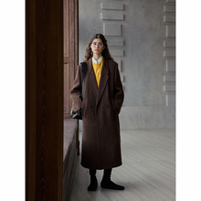 【识几】新品开售全羊毛粗花长西装双面呢外套M7515