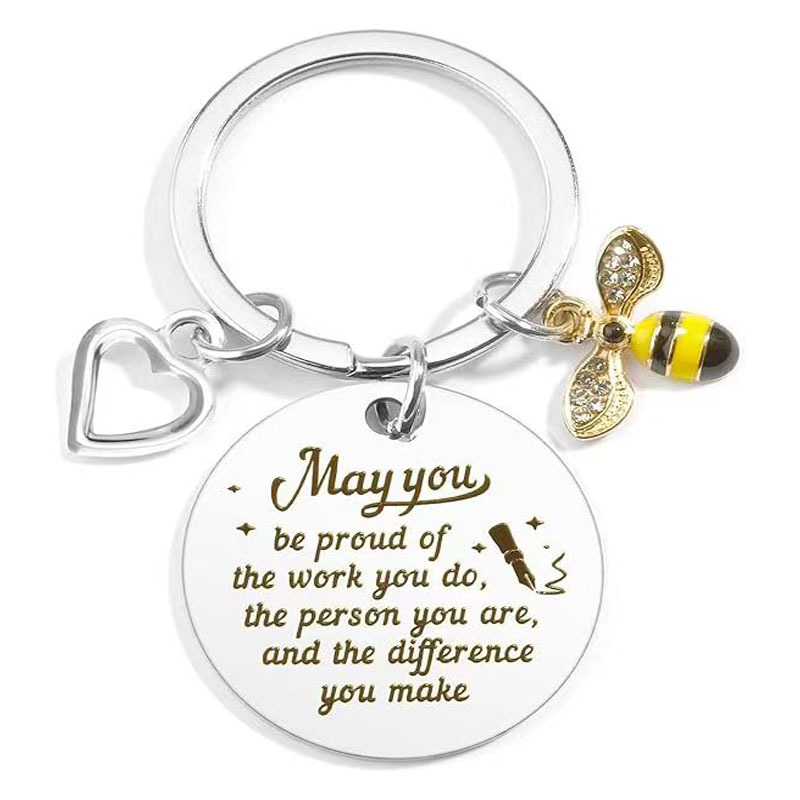 Transfronterizo caliente Bee Love Metal creativo llavero de acero inoxidable Día del Maestro Día de San Valentín regalo de Navidad