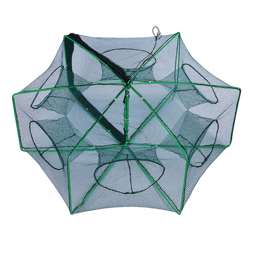 Folding square fishing shrimp cage fish net polygonal moving net fish cage fishing net hexagonal umbrella type shrimp cage hand-thrown fish bag