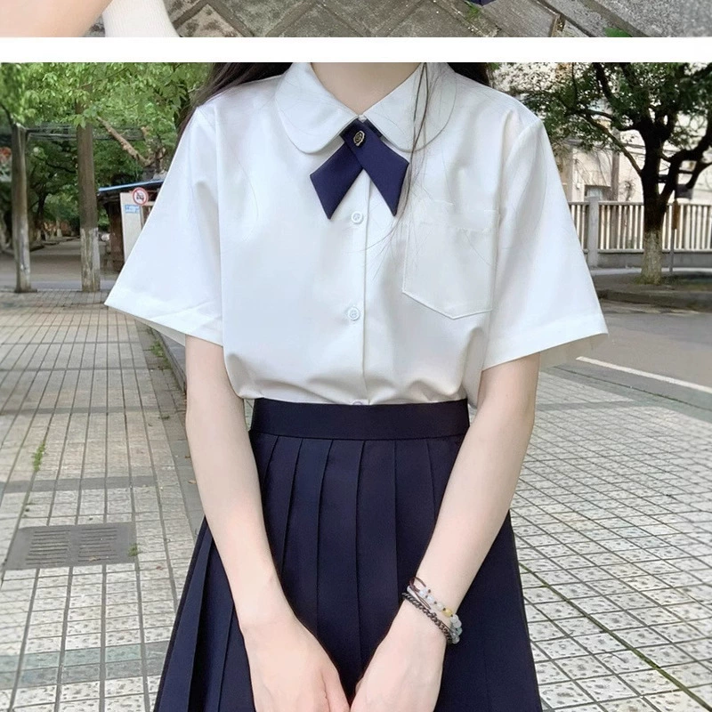 JK униформа сплошной цветной рубашки с короткими рукавами, плиссированная юбка, весенне-летний набор, школьная одежда в японском стиле
