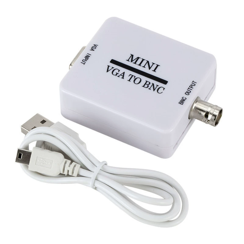 Конвертер VGA в BNC, маленький белый корпус, VGA на BNC, выход на монитор, предназначен для мониторинга