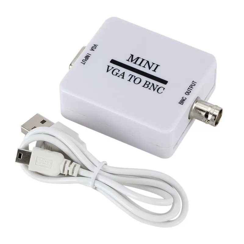 Конвертер VGA в BNC, маленький белый корпус, VGA на BNC, выход на монитор, предназначен для мониторинга