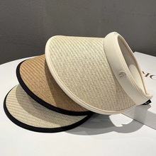 夏季黑胶UV防晒帽空顶帽发箍式女时尚潮流帽户外运动太阳帽子女