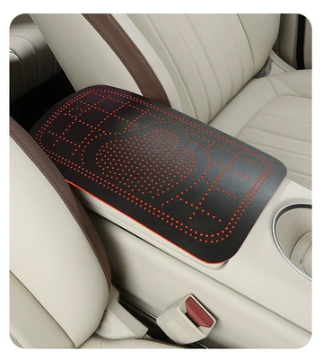 armrest box protective cover, universal | Armrest box pad - orange-and-black