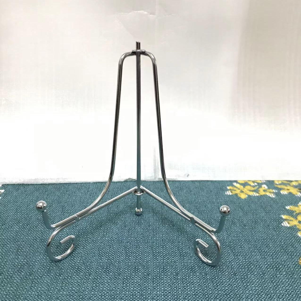 銀色電鍍鐵藝創意展示支架擺件支架看盤時鐘鐘錶茶餅石頭畫相框架