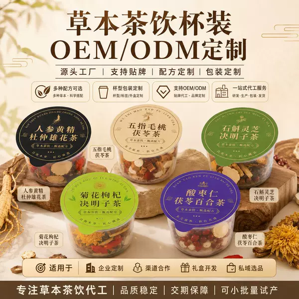 Small Jar of Five Finger Peach, Cassia Seed, Ginseng, Polygonatum, Mulberry, Chrysanthemum, and Goji Berry Health Tea Substitute, Oem Private Label