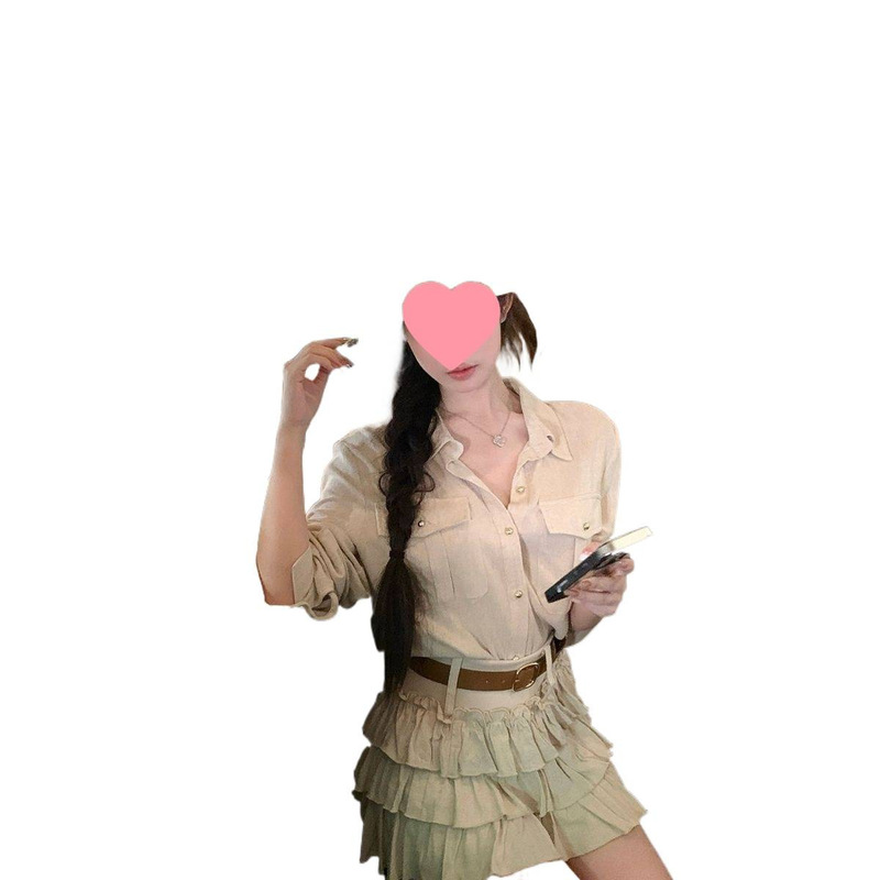 高级松弛感法式衬衫套装2025秋季气质收腰长袖衬衣蛋糕短裙两件套|undefined