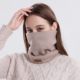 Korean-style Thickened Knitted Scarf Women's Fashionable All-match Maillard Neck Set Winter fleece-lined Warm Mask Cross-border Hot Sale