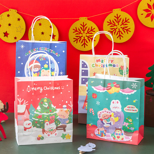 寄语 眠眠圣诞夜手提袋 创意卡通可爱环保纸袋子收纳礼品纸袋 4款