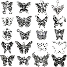 古银合金动物系列仿真镂空蝴蝶吊坠挂件diy饰品配件跨境亚马逊