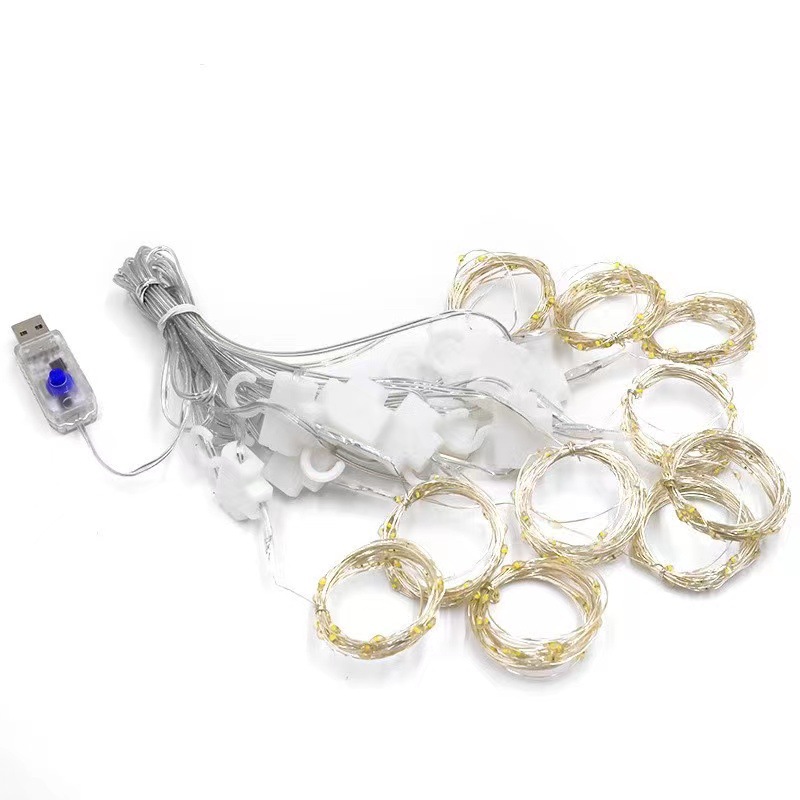 Transfronterizo 3 * 3m LED lámpara de cobre lámpara de cortina USB ocho funciones lámparas de color cadena de luz de Navidad lámpara decorativa lámpara de luz super brillante