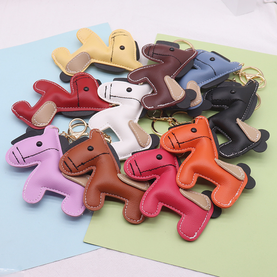 Colgante de pony de cuero de imitación de moda, bolso de todo fósforo de cuero de cuero, bolso de llave de coche de moda lindo, colgante de bolsa