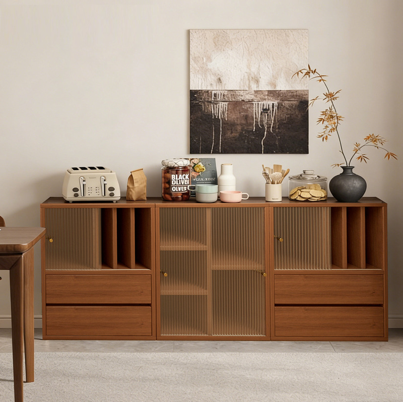 Solid Wood Sideboard Integrated Wall Storage Cabinet Living Room Home Tea Cabinet Medieval Wine Cabinet Kitchen Storage Cabinet Low Cabinet