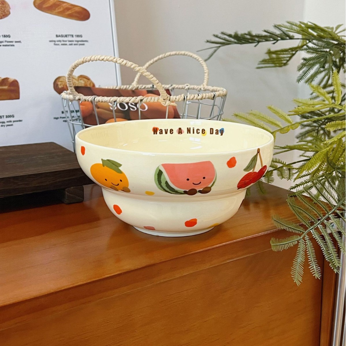 과일 도트무늬 7inch면 그릇