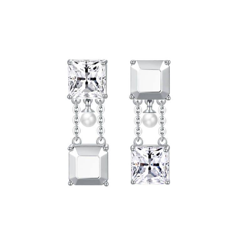 豆豆推荐925银防过敏原创设计不对称小耳钉时尚个性高级感锆石女