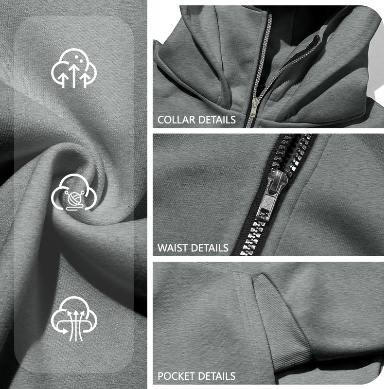 Monochrome Man- Cross-Border European American Autumn Winter New Double-Layer Hooded Zip-Up Jacket, Trendy Stylish, Loose And_voghion.com