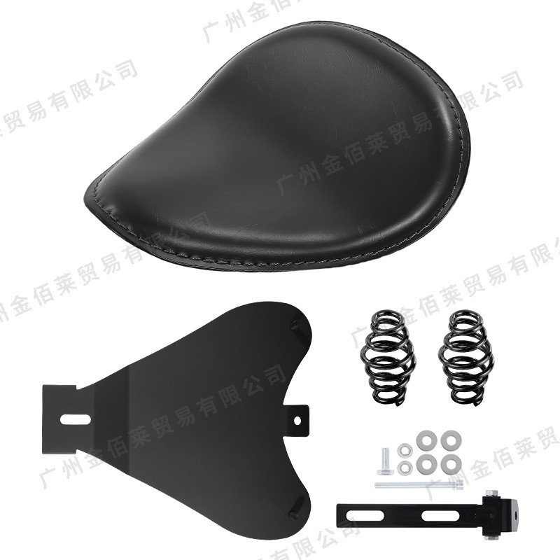 Electric car cushion – Ha Lei Base Plate Guard - pu-leather-black-seat-long-round-spring-black-bracket