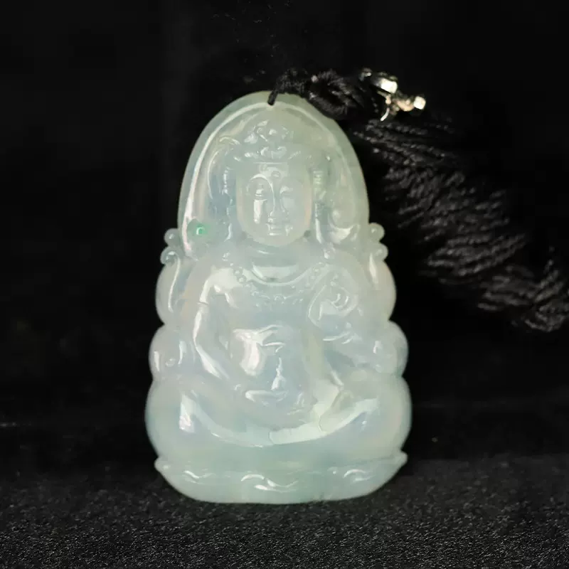 翡翠项链A货 手工磨削缅甸玉观音 翡翠抛光打磨玉器工艺挂饰