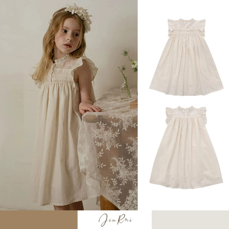 In-Stock Ins Style 2025 Spring Ruffled Short-Sleeve A-Line Dress Pure Cotton Loose Dress Audrey Dress Wholesale
