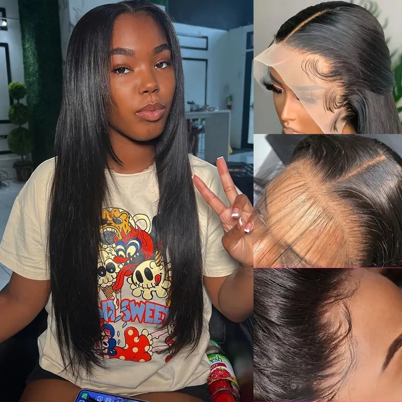 Long Straight Hair Wig Hairstyle high temperature wire Hair Material Unisex Casual Simple Style Holiday High Temperature Wire Long Bangs Long Straight Hair Wigs