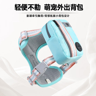 New Pet Self-Backpack Dopamine Breathable Pet Harness Outdoor Travel Small and Medium-Sized Dog Walking Leash Wholesale